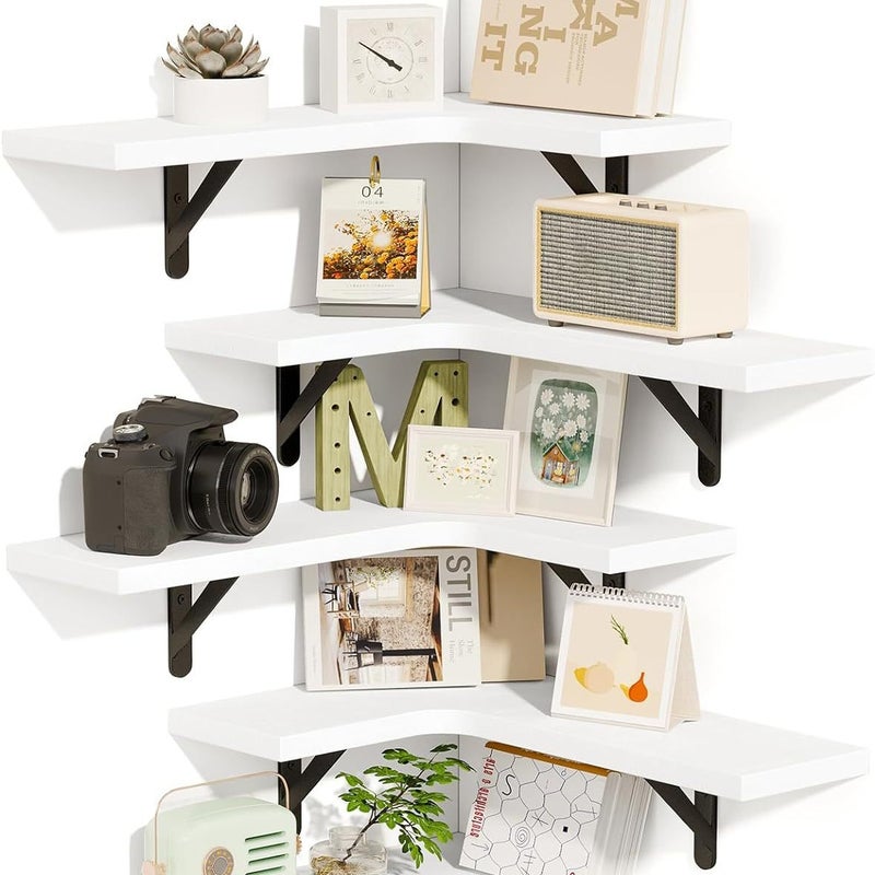 Corner Floating Shelves, Wall Mounted Corner Shelf Set Of 5 - Image 4