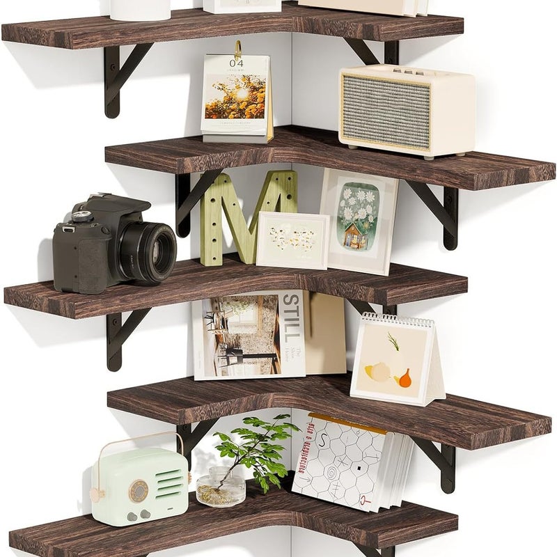 Corner Floating Shelves, Wall Mounted Corner Shelf Set Of 5 - Image 2
