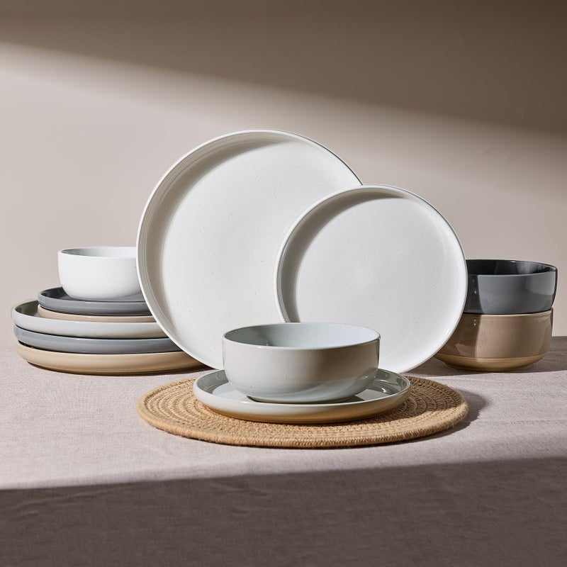 Famiware Milkyway Plates and Bowls Set, 12 Pieces Dinnerware Sets, Dishes Set for 4, Multi-color - Image 1