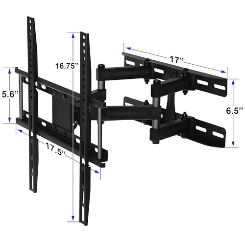 Cheetah Articulating Dual Arms TV Wall Mount for 32-65 Inch TVs, 115lbs VESA 400x400mm, 16" Studs, New TVs up to 83", Low Profile & Extends 14", Full Motion Tilt Swivel Bracket & 10 ft HDMI Cable - Image 2