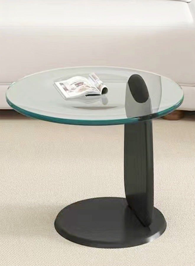 fashionhome Multipurpose Use Stylish Mid Century Luxury Round Edges Tempered Glass and Premium Wood Coffee Table Side Table for Bedroom Offices Leisure Area 50x41 Centimeter - Image 5