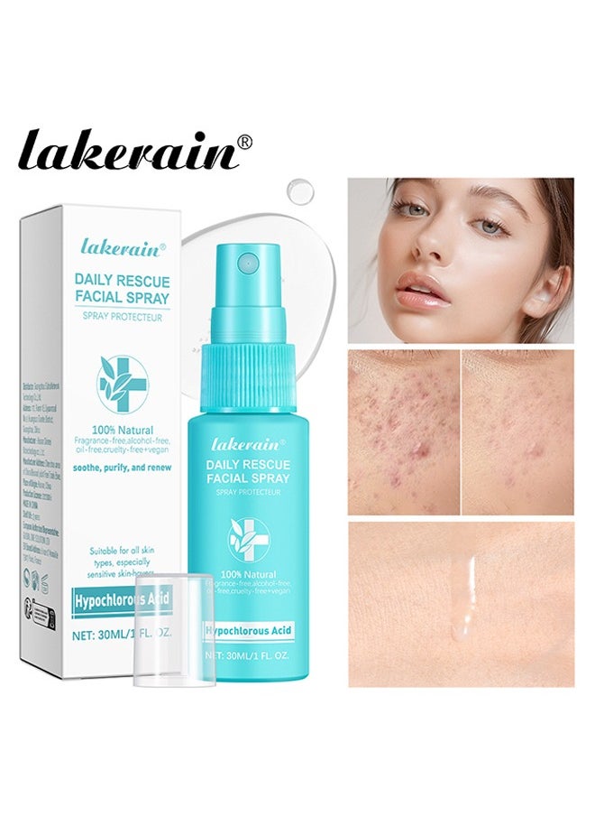 lakerain Daily Rescue Facial Spray，Hypochlorous Acid Face and Skin Spray,Facial Toner with Pure Hypochlorous,Moisturising Spray for Sensitive Skin,Acid Hypochlorous Acid Spray 30ml  - Image 1