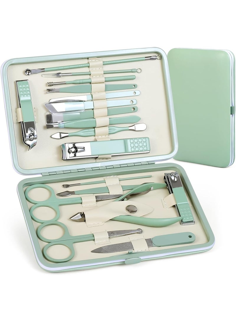 Manicure Set Pedicure Kit Nail Clippers Set Fingernail Clipper Set Ingrown Toenail Nail Kit Scissor Nail Trimmer Kit 18 Pieces Women and Men’s Care Grooming Tools - Image 1