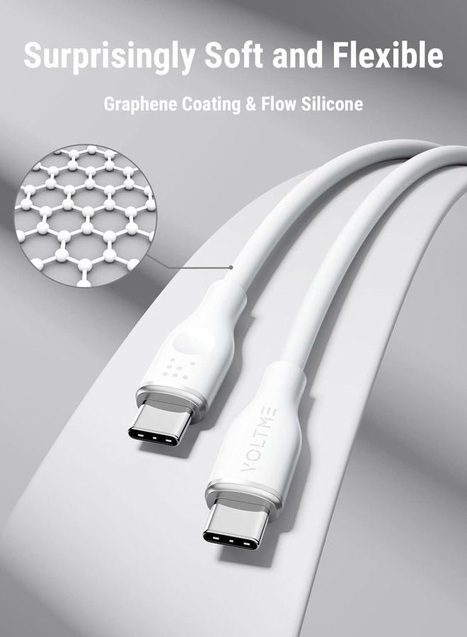 VOLTME USB C Cable, 60W USB C to USB C Cable 6ft, USB 2.0 Type C Charging Cable Fast Charge Cord for MacBook Pro 2020, iPad Pro 2020, iPad Air 4/5, MacBook Air 2020, Galaxy S21, Switch (White) - Image 2