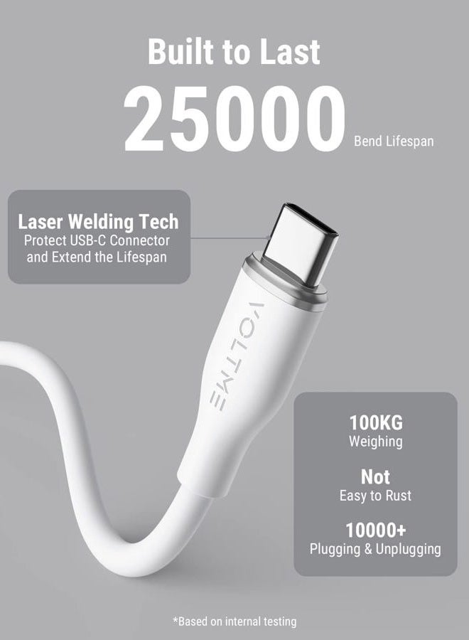 VOLTME USB C Cable, 60W USB C to USB C Cable 6ft, USB 2.0 Type C Charging Cable Fast Charge Cord for MacBook Pro 2020, iPad Pro 2020, iPad Air 4/5, MacBook Air 2020, Galaxy S21, Switch (White) - Image 4