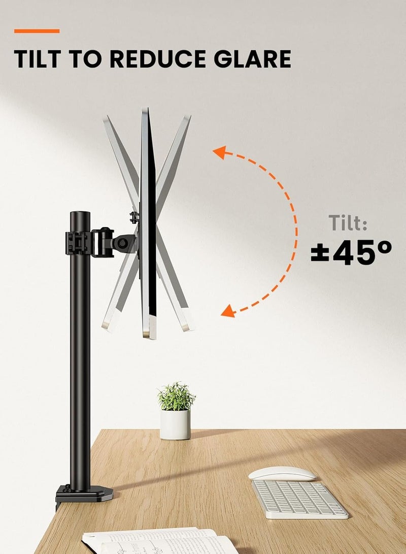 ELTRAZONE Monitor Mount for Most 13-32'' Computer Screens up to 17.6lbs, Improved LCD LED Monitor Riser, Adjustable Height and Angle, Single Desk Mount Stand, Black, - Image 3