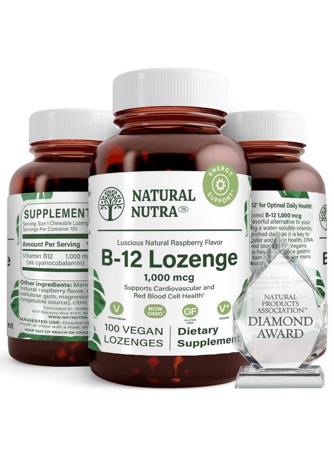 Natural Nutra Vitamin B12 Supplement, Helps to Increase Energy Levels, Essential for Healthy Nervous System, Helps to Improve Mood & Mental Health, Supports Cardiovascular System, 100 Lozenges - Image 1
