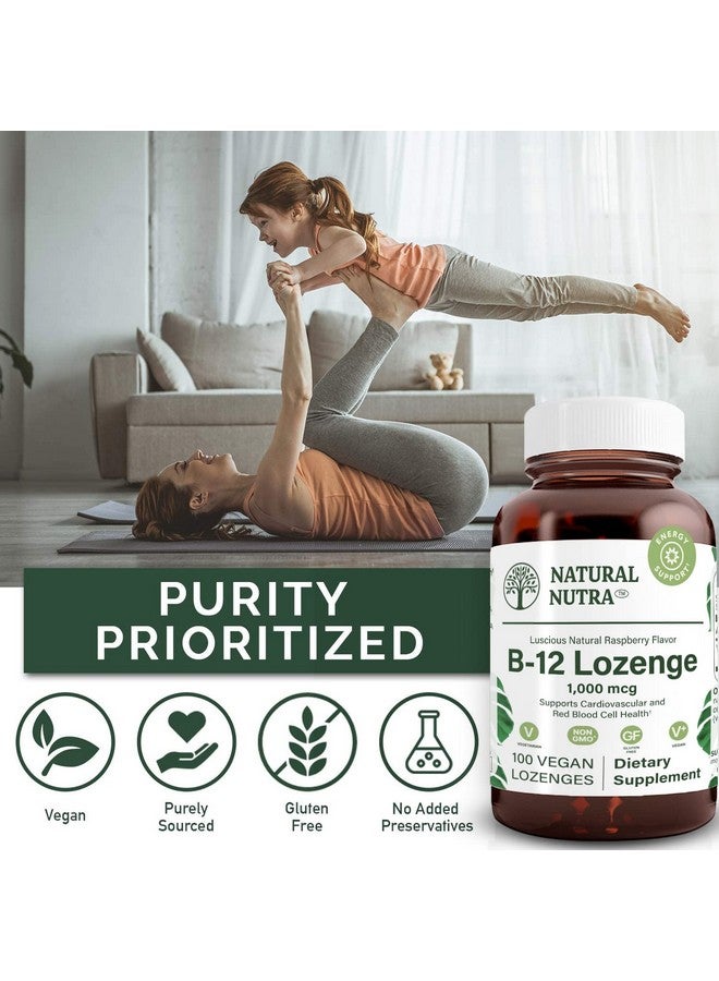 Natural Nutra Vitamin B12 Supplement, Helps to Increase Energy Levels, Essential for Healthy Nervous System, Helps to Improve Mood & Mental Health, Supports Cardiovascular System, 100 Lozenges - Image 4