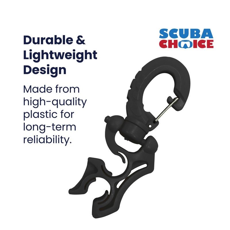 Scuba Choice Double Hose Holder Clip â€“ Securely Holds 2 Low/High-Pressure Hoses, Easy Snap-On Design for Tangle-Free, Dives, Durable & Lightweight for a Seamless Diving Experience (Black) - Image 2