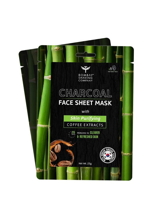 BOMBAY SHAVING COMPANY Charcoal Face Sheet Mask For Easy Athome Skin Restoration (Pack Of 2)  - Image 1
