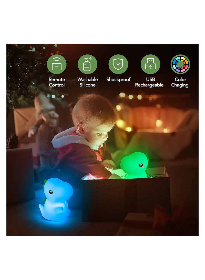 SYOSI Kids Night Light Silicone Nursery for Room Dinosaur Decor Color Changing Lamp Toddler Baby Boy Bedroom Stuff Cute Gift  - Image 5