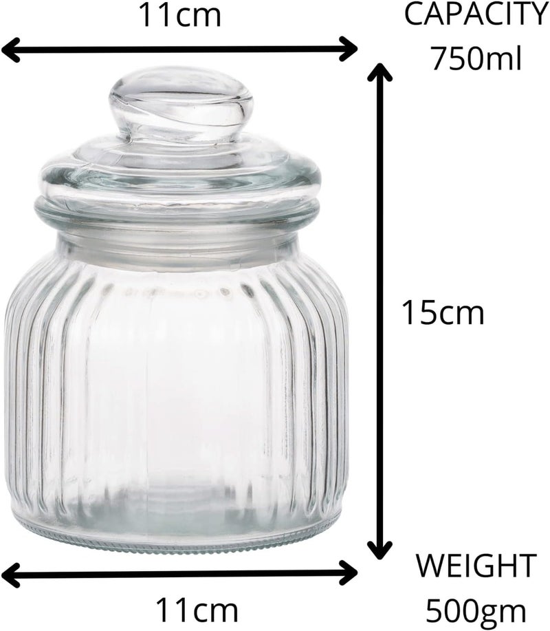 Voix Canisters Glass Storage Pop Jar For Kitchen With Lid | Storage Jar | Kitchen Organizer | Modular | Multipurpose Jar (730 Ml,Pack Of 2 Jar), Blue - Image 3