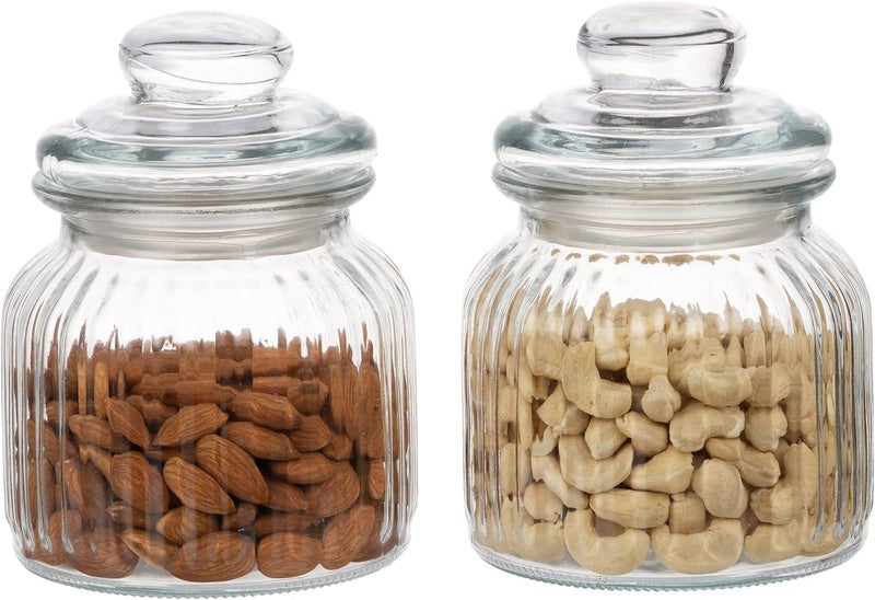 Voix Canisters Glass Storage Pop Jar For Kitchen With Lid | Storage Jar | Kitchen Organizer | Modular | Multipurpose Jar (730 Ml,Pack Of 2 Jar), Blue - Image 1