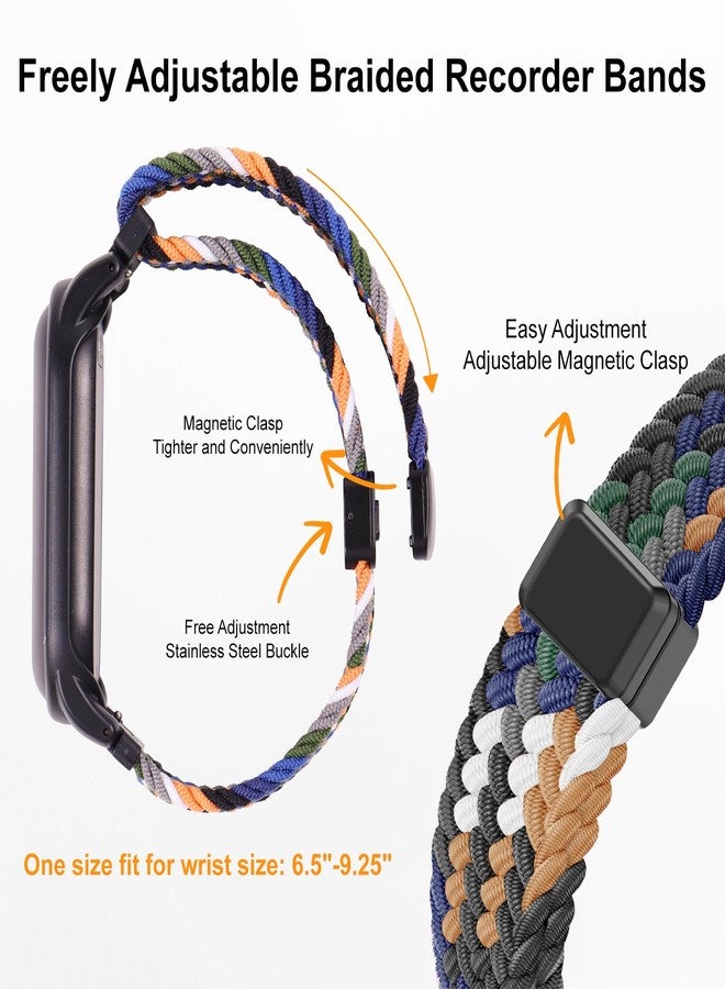 Vigamen 2 Pack Adjustable Braided Wristband and PC Case Compatible with Plaud NotePin & NotePin S AI Voice Recorder,Breathable Wearable Strap with Magnetic Buckle,Soft Band,Recorder Accessories,Black+Camo - Image 3