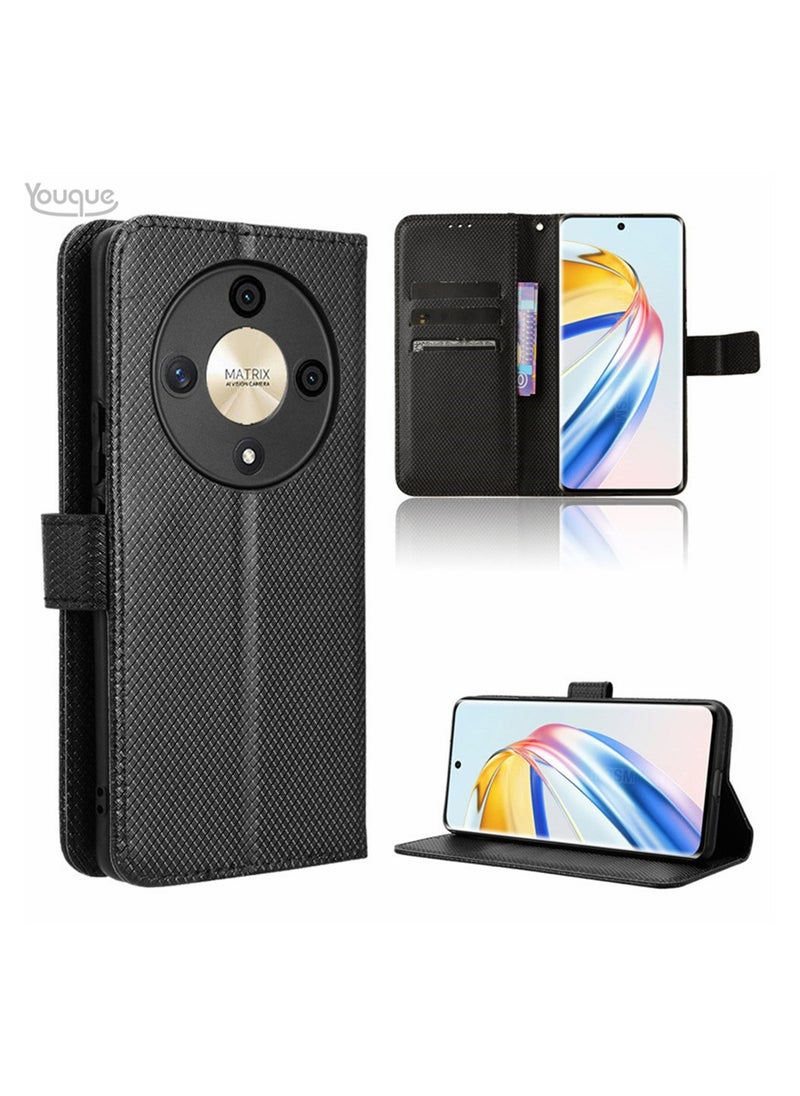 Generic Flip Wallet Phone Cover Case for Honor X9b 5G Black  - Image 1