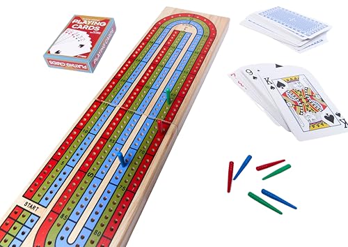 Pressman Family Classics Cribbage - Solid Wood Continuous 3 Track Board with Built-In Storage Compartment for Pegs - Image 3