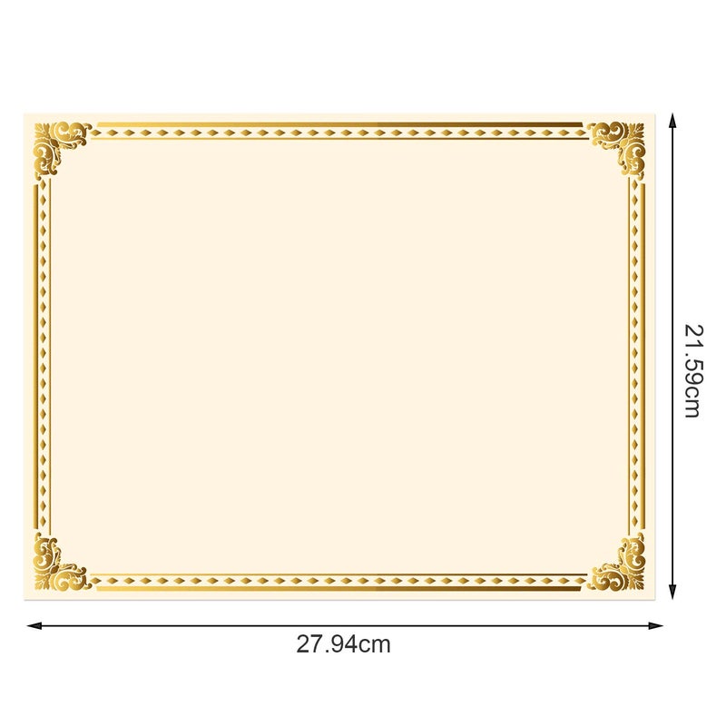 Chinco Certificate Paper Gold Foil Metallic Border Blank Award Certificate for Recognition Appreciation, Laser and Inkjet Printer Compatible, 11 x 8.5 Inches (50 Pieces) - Image 2