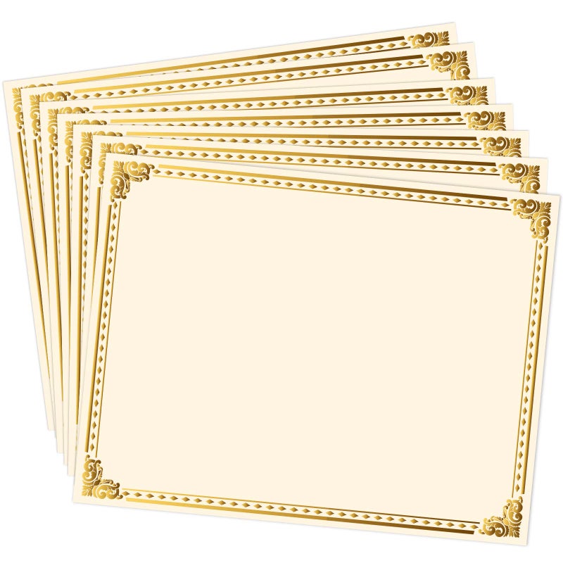 Chinco Certificate Paper Gold Foil Metallic Border Blank Award Certificate for Recognition Appreciation, Laser and Inkjet Printer Compatible, 11 x 8.5 Inches (50 Pieces) - Image 1