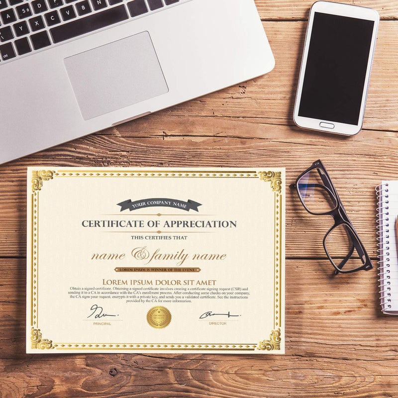 Chinco Certificate Paper Gold Foil Metallic Border Blank Award Certificate for Recognition Appreciation, Laser and Inkjet Printer Compatible, 11 x 8.5 Inches (50 Pieces) - Image 3
