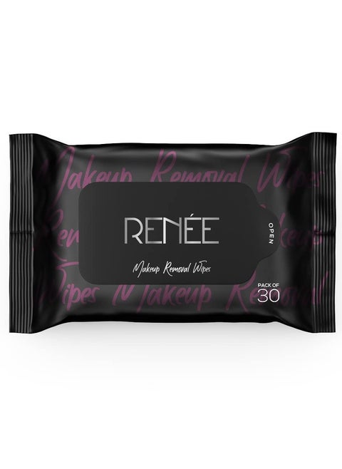 RENEE Makeup Removal Wipes 30 Count  Effortlessly Erase Makeup Hydrate and Soothe Skin With Cucumber andAloe Vera Extracts extracts Antioxidant Anti inflammatory and Skin conditioning Formula
