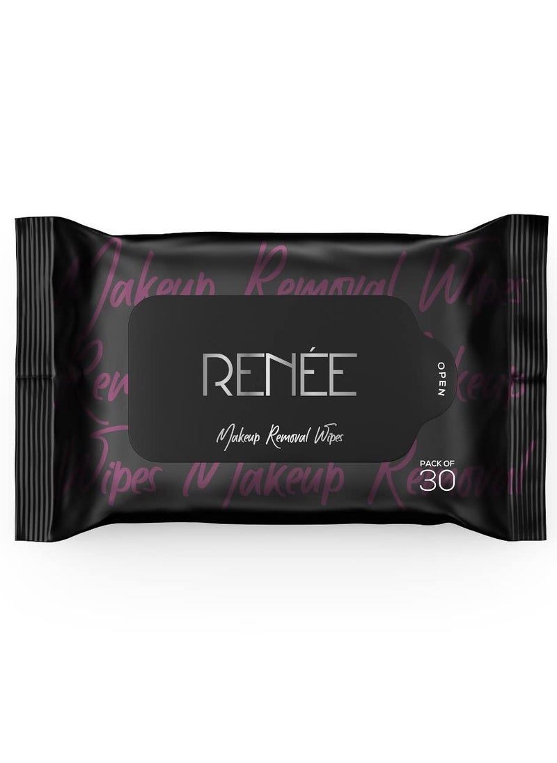 RENEE Makeup Removal Wipes 30 Count  Effortlessly Erase Makeup Hydrate and Soothe Skin With Cucumber andAloe Vera Extracts extracts Antioxidant Anti inflammatory and Skin conditioning Formula