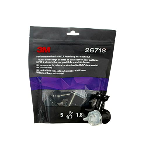 3M Performance Gravity HVLP Atomizing Head Refill Kit, 26718, Size 1.8, Clear, for use Performance Spray Gun PPS 2.0 Paint Cups, 5 Pack - Image 1