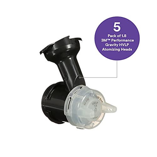3M Performance Gravity HVLP Atomizing Head Refill Kit, 26718, Size 1.8, Clear, for use Performance Spray Gun PPS 2.0 Paint Cups, 5 Pack - Image 2