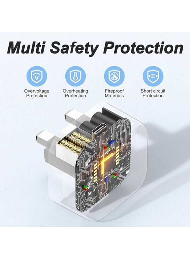 For iPhone 15 Pro Max USB Type C Charger, 35W USB-C Fast Charger Plug with Type C Cable (1M)，UK Wall Foldable Power Adapter Compatible with iPhone 15/15 Pro/15 Pro Max/15 Plus and USB-C Series - Image 4
