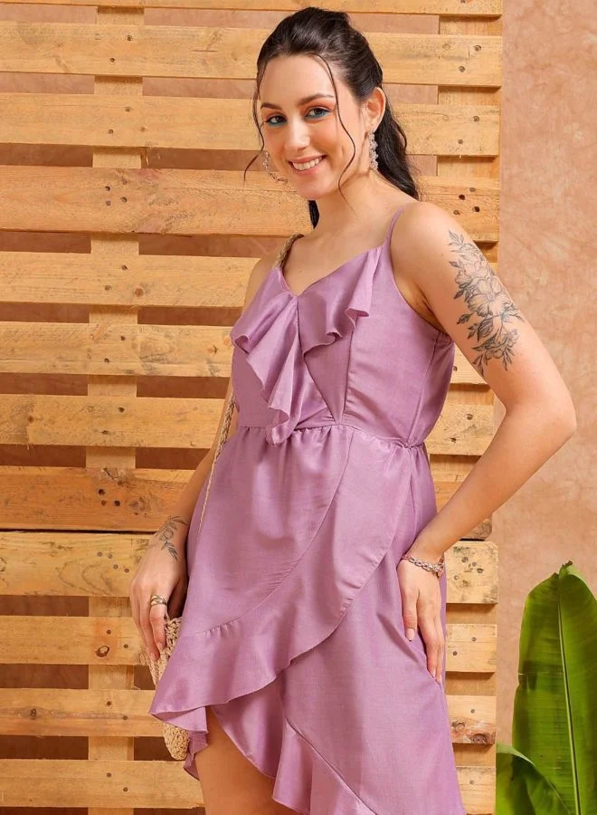 Freehand  Women Fit and Flared Solid Sweetheart Neck Sleeveless Asymmetric Dress for Women | Best Price UAE