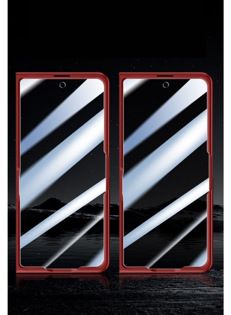 عام غطاء متوافق مع هونور ماجيك V5: إطار مطلي بالكهرباء، حماية مغناطيسية للمفصل، غطاء جلد محبب مع حامل عدسة وواقي شاشة الخصوصية. - Image 5