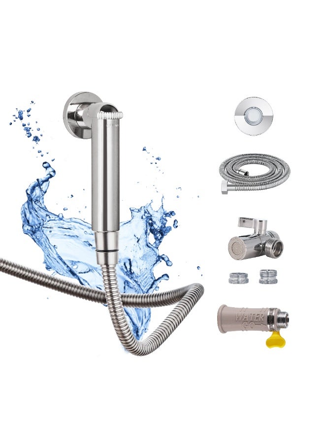 INNOV In Mecca Portable Travel Shattaf set. Handheld Bidet Diaper Sprayer, Bottom Cleaner with Magnetic wall base and Faucet diverter and connectors 2.5 meter Hose - Image 1