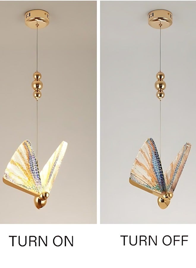 CME Modern Creative Butterfly Pendant Light, Creative Acrylic Hanging Lamps for Living Room, Multicolor - Image 1