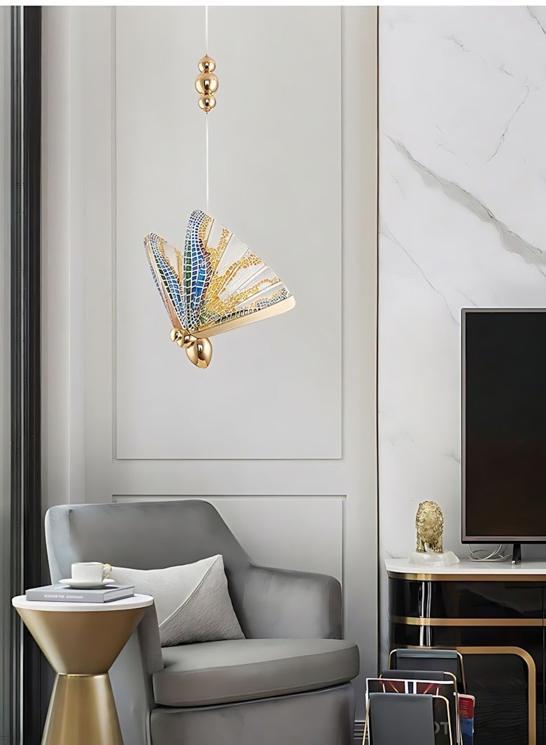 CME Modern Creative Butterfly Pendant Light, Creative Acrylic Hanging Lamps for Living Room, Multicolor - Image 2