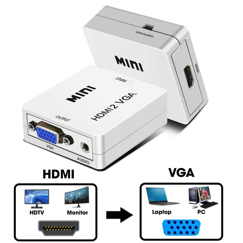 ETZIN ETZIN HDMI to VGA Adapter/Connector/Converter Cable 1080P (Female to Female) for Media Players, Xbox, Projector, Computer, Laptop, TV & More | Full HD Resolution | Compact Design | White EPL-660VC - Image 3