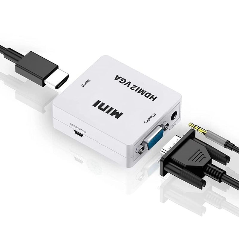 ETZIN ETZIN HDMI to VGA Adapter/Connector/Converter Cable 1080P (Female to Female) for Media Players, Xbox, Projector, Computer, Laptop, TV & More | Full HD Resolution | Compact Design | White EPL-660VC - Image 5