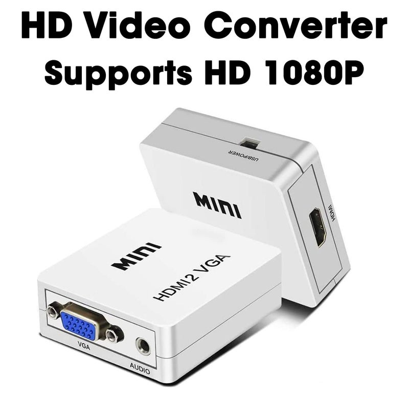 ETZIN ETZIN HDMI to VGA Adapter/Connector/Converter Cable 1080P (Female to Female) for Media Players, Xbox, Projector, Computer, Laptop, TV & More | Full HD Resolution | Compact Design | White EPL-660VC - Image 4