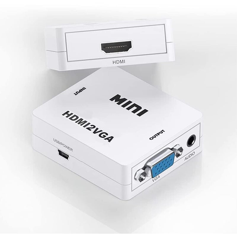 ETZIN ETZIN HDMI to VGA Adapter/Connector/Converter Cable 1080P (Female to Female) for Media Players, Xbox, Projector, Computer, Laptop, TV & More | Full HD Resolution | Compact Design | White EPL-660VC - Image 1