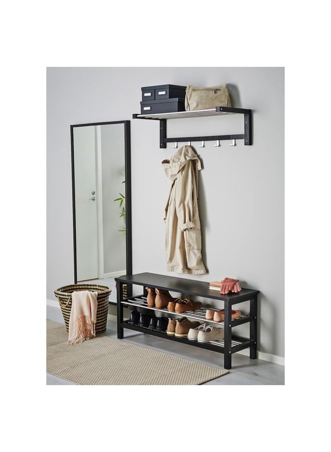 زبون مقعد مع تخزين للأحذية، أسود، 108x34x50 سم - Image 4