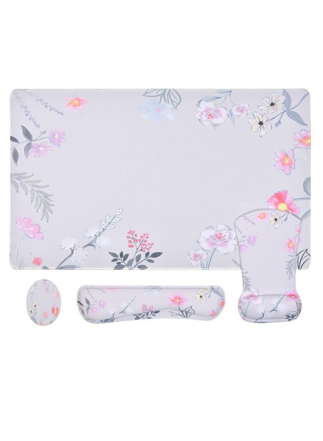 MEGREZ 4-in-1 Mouse Pad with Wrist Rest Ergonomic Memory Foam Desk Mat Set - Image 1