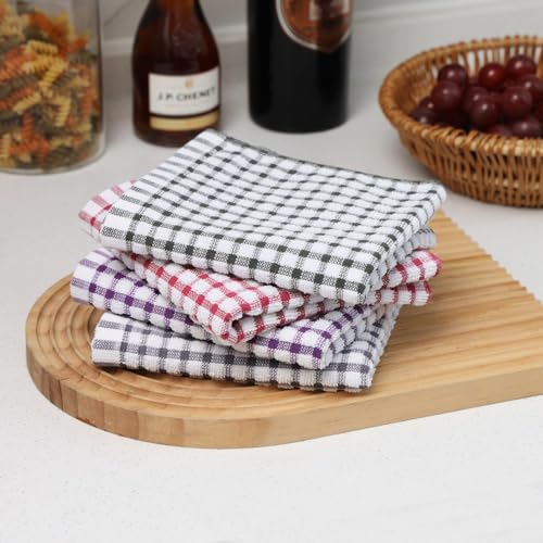 Oeleky 100 Cotton Kitchen Dish Cloths for Washing Dishes 12x12 Inches Dish Rags Absorbent Kitchen Cloths Pack of 8 Quick Drying Cleaning Cloths Mix3 12x12 - Image 5