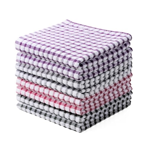 Oeleky 100 Cotton Kitchen Dish Cloths for Washing Dishes 12x12 Inches Dish Rags Absorbent Kitchen Cloths Pack of 8 Quick Drying Cleaning Cloths Mix3 12x12 - Image 2