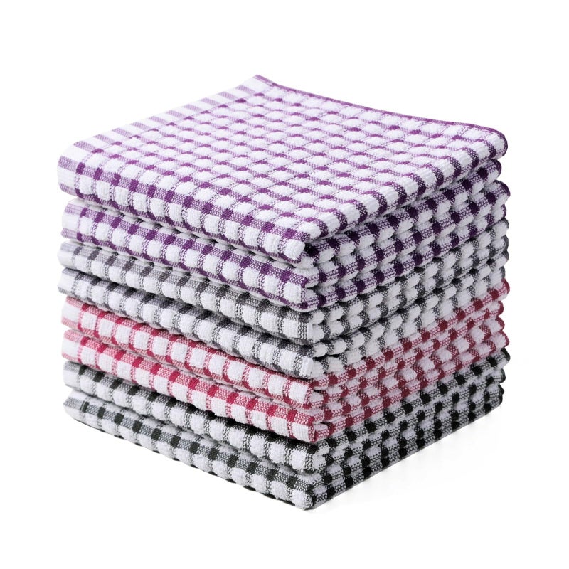 Oeleky 100 Cotton Kitchen Dish Cloths for Washing Dishes 12x12 Inches Dish Rags Absorbent Kitchen Cloths Pack of 8 Quick Drying Cleaning Cloths Mix3 12x12 - Image 3