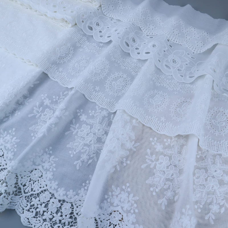 AIETSYEI Eyelet Lace Trim 2.8 Yards 15.5 Inch Wide White Cotton Lace Ribbon Embroidery Ruffle Craft Lace for Sewing, Baby Clothes, Pets Clothes - Image 4
