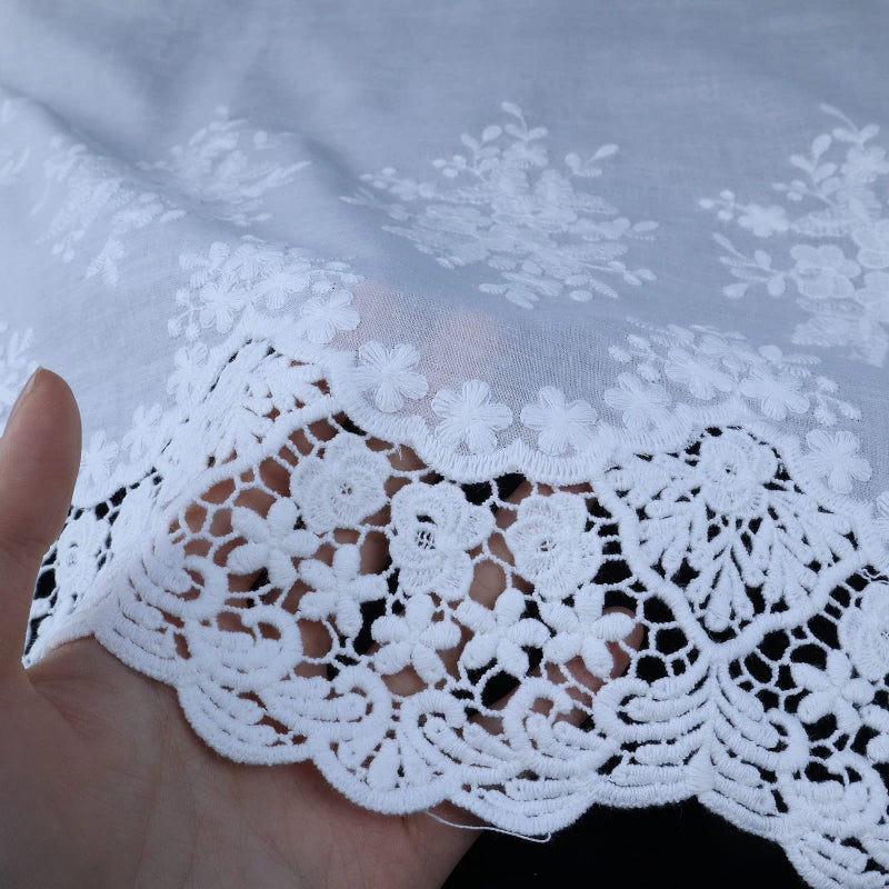 AIETSYEI Eyelet Lace Trim 2.8 Yards 15.5 Inch Wide White Cotton Lace Ribbon Embroidery Ruffle Craft Lace for Sewing, Baby Clothes, Pets Clothes - Image 2