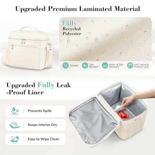 DALINDA Insulated Lunch Bag for Women,Lunch Box Cooler Bag Lightweight Nylon Waterproof Lunch Box LunchBags for Work (Cream,Beige) - Image 4