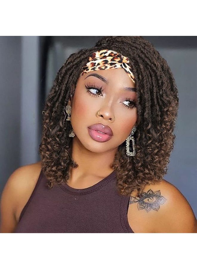WIGER Short Dreadlock Wigs for Black Women Faux Locs headband Wig braided wigs Curly Hair Wig Brown&Blonde Twist Wigs Synthetic Locs Crochet Hair 4/30 - Image 1