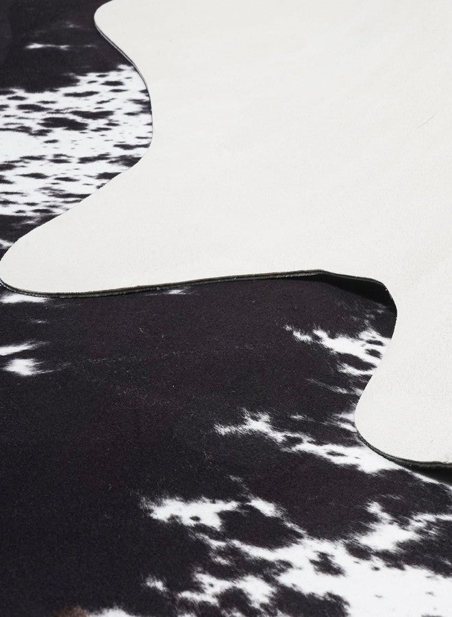 SUNCOWLLY Faux Cowhide Rug 4.6x5.2ft Cow Print Cow Hide Rugs Small Premium Area Carpet Animal Print Rug Western Room Decor for Living Room Bedroom (Black&White) - Image 4
