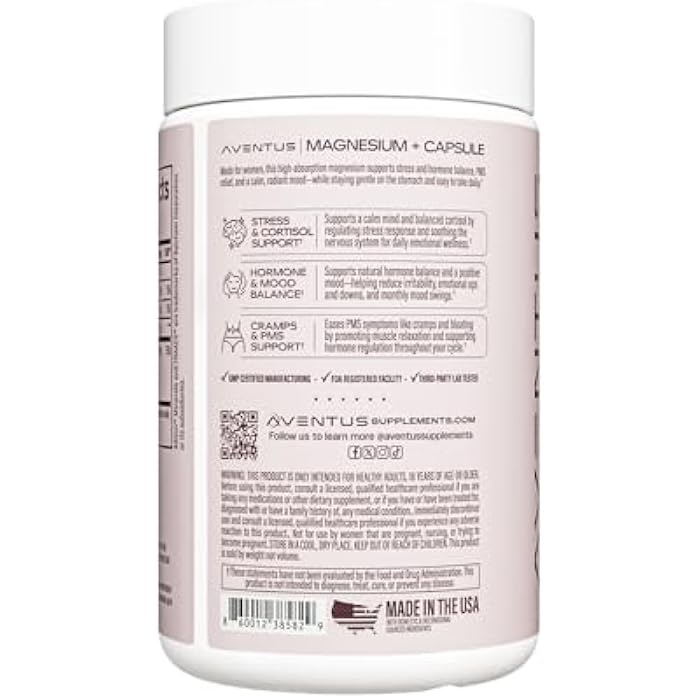 Aventus Magnesium Complex Supplement - Magnesium Glycinate, Oxide, TRAACS Capsules Dietary Supplement for Muscle Recovery & Relaxation, Heart, Nerve, Bone Support, & Sleep - Image 3