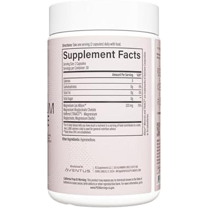 Aventus Magnesium Complex Supplement - Magnesium Glycinate, Oxide, TRAACS Capsules Dietary Supplement for Muscle Recovery & Relaxation, Heart, Nerve, Bone Support, & Sleep - Image 2