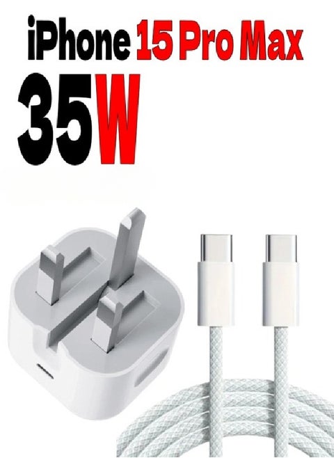 35W fast triple charger with Type-C port + charging cable from Type-C to Type-C - for iPhone 15 series